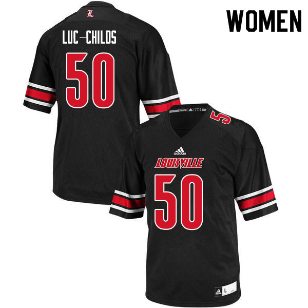 Women #50 Jean Luc-Childs Louisville Cardinals College Football Jerseys Sale-Black